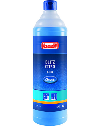 Buzil Blitz Citro G481 υγρό καθαριστικό γενικής χρήσης με αλκοόλη με άρωμα κίτρου με αλκοόλη 1L