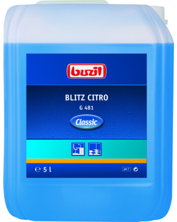 Buzil Blitz Citro G481 υγρό καθαριστικό γενικής χρήσης με αλκοόλη με άρωμα κίτρου με αλκοόλη 5L