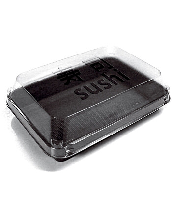 Duni σκεύος φαγητού για sushi από PS ορθογώνιο μαύρο με διάφανο καπάκι 18,5x13,4x5,4cm 500ml 200τεμ