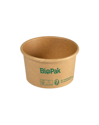 Biopak Ronda ecoecho® σκεύος φαγητού καφέ στρογγυλό από χαρτόνι με επίστρωση βιοπλαστικού 190ml 8,5x8,5x22cm 25τεμ