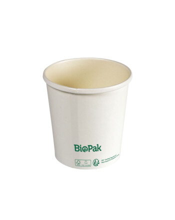 Biopak Ronda ecoecho® σκεύος φαγητού λευκό στρογγυλό από χαρτόνι με επίστρωση βιοπλαστικού 480ml 9,7x9,7x35,5cm 25τεμ