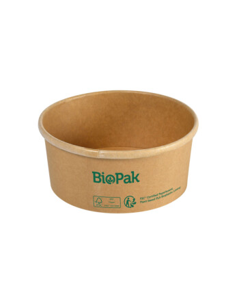 Biopak Ronda ecoecho® σκεύος φαγητού καφέ στρογγυλό από χαρτόνι με επίστρωση βιοπλαστικού 350ml 11,7x11,7x25,5cm 35τεμ