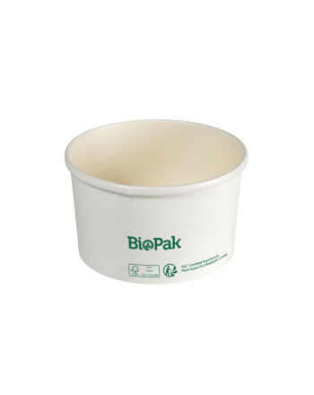 Biopak Ronda ecoecho® σκεύος φαγητού λευκό στρογγυλό από χαρτόνι με επίστρωση βιοπλαστικού 550ml 11,7x11,7x27,5cm 35τεμ