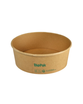 Biopak Ronda ecoecho® σκεύος φαγητού καφέ στρογγυλό από χαρτόνι με επίστρωση βιοπλαστικού 900ml 18,4x18,4x32cm 25τεμ