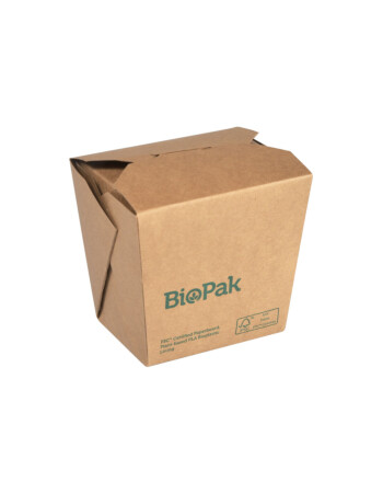 Biopak ecoecho® Bio Box σκεύος φαγητού για noodles καφέ τετράγωνο από χαρτόνι με επίστρωση βιοπλαστικού 480ml 9,8x7,9x36cm 50τεμ