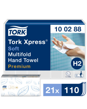 Tork Xpress® Soft χειροπετσέτα λευκή 2φυλλη W-Fold 34x21,2cm 110τεμ