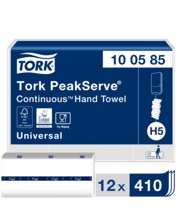 Tork Peakserve® Continuous™ χειροπετσέτα λευκή 1φυλλη W -Fold 22,5x20,1cm 410τεμ