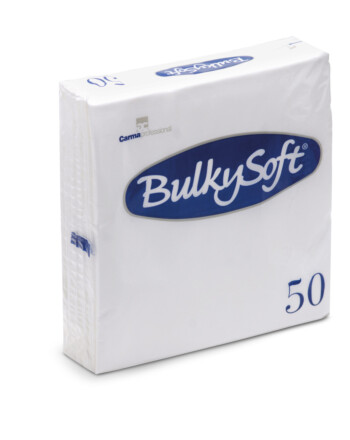 BulkySoft® χαρτοπετσέτα πολυτελείας λευκή 2φυλλη 1/8 33x33cm 50τεμ