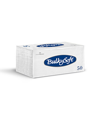 BulkySoft® χαρτοπετσέτα πολυτελείας λευκή 2φυλλη 1/8 38x38cm 50τεμ