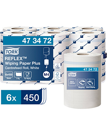 Tork® Reflex™ Wiping Paper Plus ρολό centerfeed λευκό 2φυλλο 150,8m