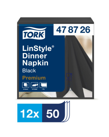 Tork Linstyle® χαρτοπετσέτα μαύρη 1φυλλη 1/4 39x39cm πολυτελείας 50τεμ