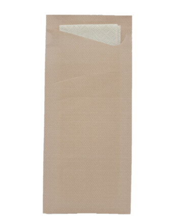 Duni Sacchetto® θήκη μαχαιροπίρουνου σε φυσικό χρώμα με χαρτοπετσέτα κρεμ 1/12 8,5x19cm 100τεμ