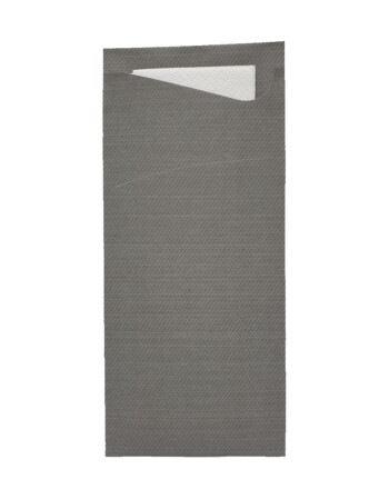 Duni Sacchetto® θήκη μαχαιροπίρουνου γκρι με χαρτοπετσέτα λευκή 1/12 8,5x19cm 100τεμ