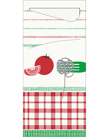 Duni Sacchetto® Alberto θήκη μαχαιροπίρουνου με σχέδιο με χαρτοπετσέτα λευκή 1/12 8,5x19cm 100τεμ