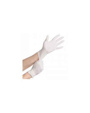 Γάντια λάτεξ με πούδρα μιας χρήσης λευκά S 100τεμ