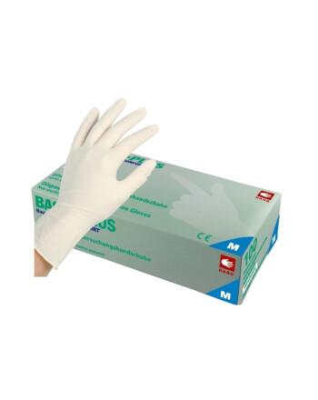 AMPri Basic-Plus γάντια μιας χρήσης λάτεξ με πούδρα λευκά S 100τεμ