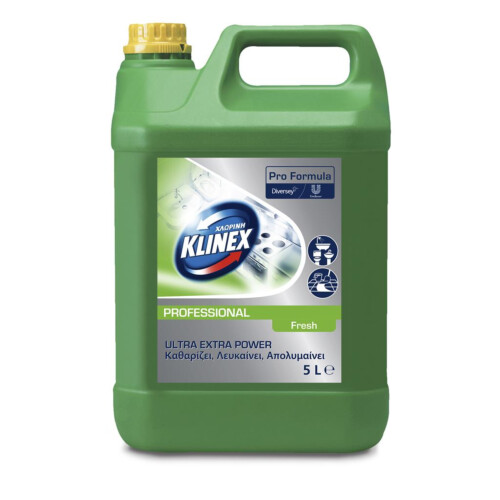 Klinex Ultra Extra Power παχύρευστη χλωρίνη με άρωμα φρεσκάδας και έγκριση ΕΟΦ 5L