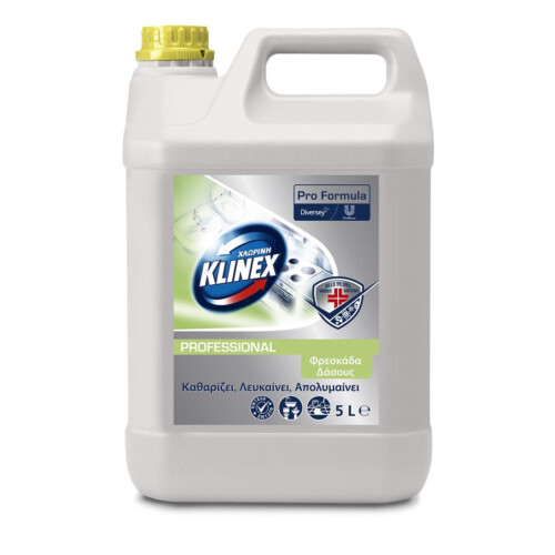 Klinex λεπτόρρευστη χλωρίνη με άρωμα φρεσκάδας και έγκριση ΕΟΦ 5L