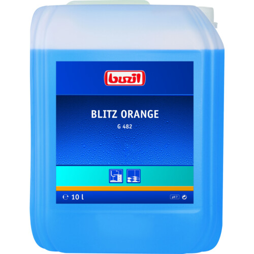 Buzil Blitz Orange G482 υγρό καθαριστικό γενικής χρήσης με αλκοόλη με άρωμα πορτοκαλιού με αλκοόλη 10L