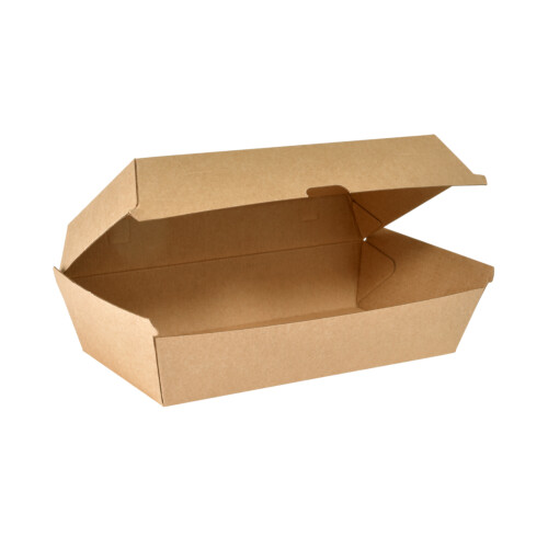 Biopak Clambox κουτί για burger καφέ χάρτινο ορθογώνιο με καπάκι 1100ml 45τεμ
