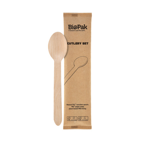 Biopak Petit κουτάλι ξύλινο waxed 16cm σε χάρτινη συσκευασία