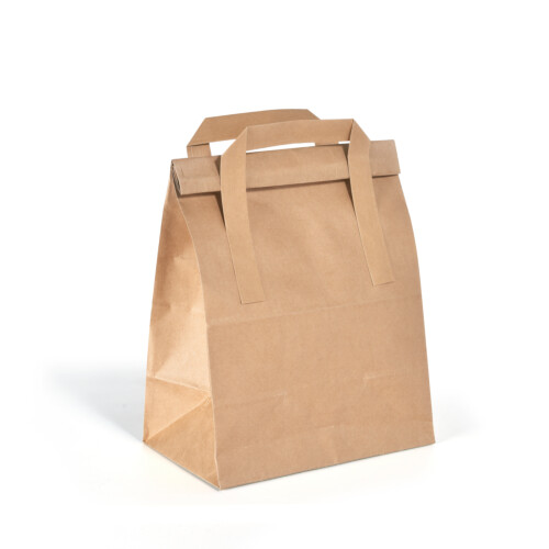 Biopak χάρτινη τσάντα μεταφοράς με χερούλια σε φυσική απόχρωση 18x11x26,5cm 