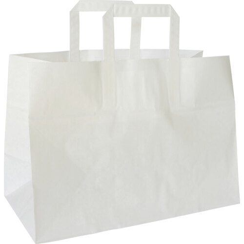 Biopak χάρτινη τσάντα μεταφοράς με χερούλια λευκή 15L