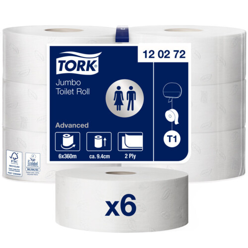 Tork® Jumbo ρολό υγείας λευκό 2φυλλο 360m