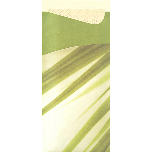 Duni Sacchetto® Bamboo θήκη μαχαιροπίρουνου με σχέδιο με χαρτοπετσέτα κρεμ 1/12 8,5x19cm 100τεμ